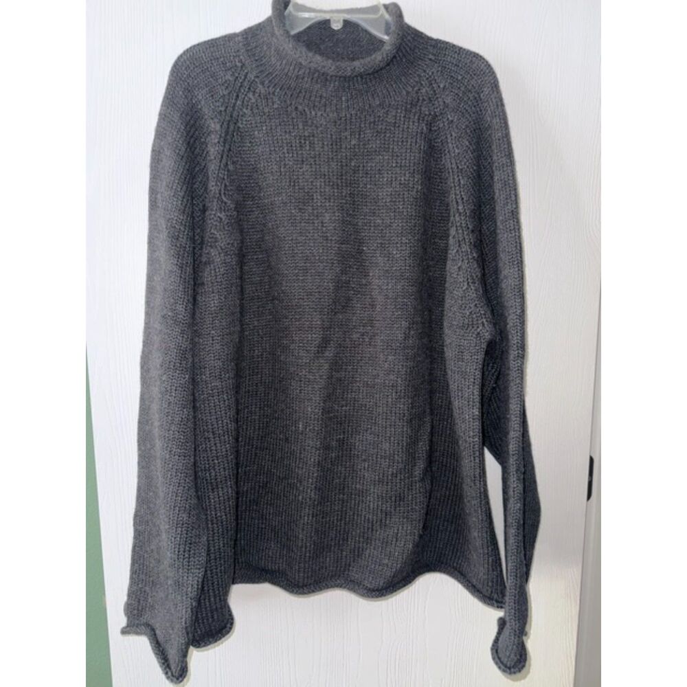 1990s J. Crew Oarsman Sweater Vintage 90s Wool Roll Neck Fisherman Knit  Sz LT